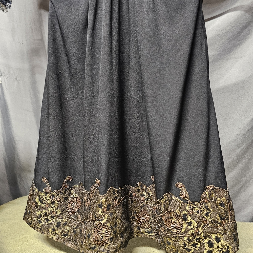 Free People Black & Gold Sequin Embroidered Lace Halter Style Mini Dress XS - Picture 7 of 15
